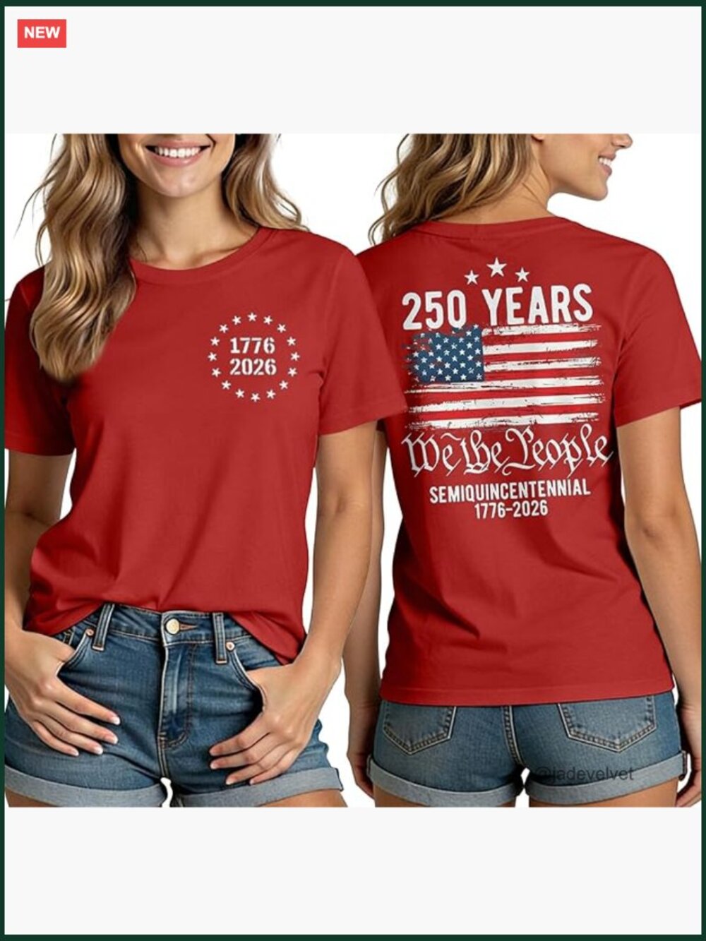 250th Anniversary USA Patriotic T-Shirt Women 4th of July Graphic Tee